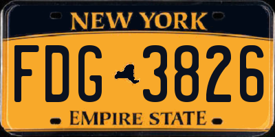 NY license plate FDG3826