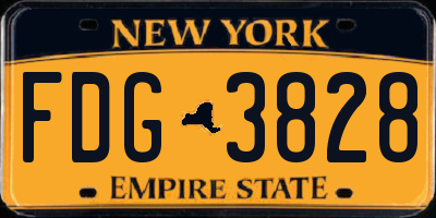 NY license plate FDG3828