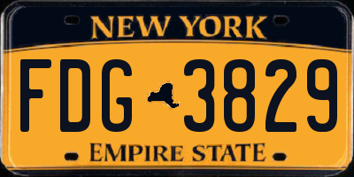 NY license plate FDG3829