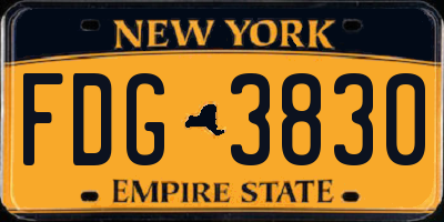 NY license plate FDG3830