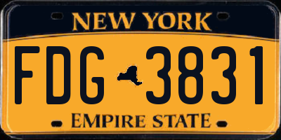 NY license plate FDG3831