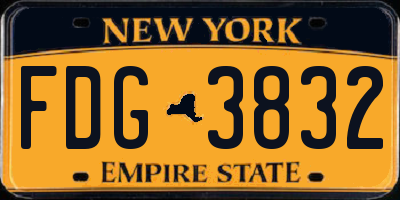 NY license plate FDG3832