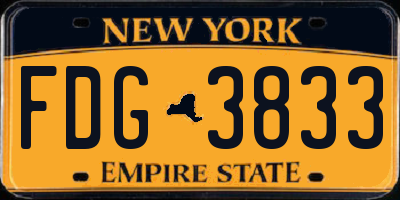 NY license plate FDG3833