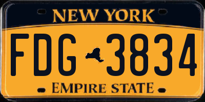 NY license plate FDG3834
