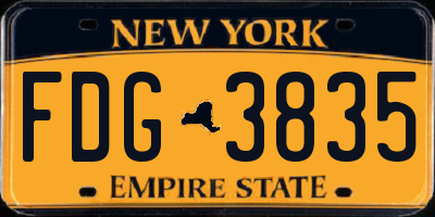 NY license plate FDG3835