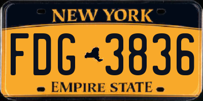 NY license plate FDG3836