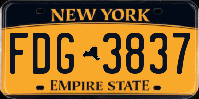 NY license plate FDG3837