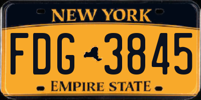 NY license plate FDG3845