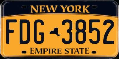 NY license plate FDG3852