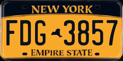 NY license plate FDG3857