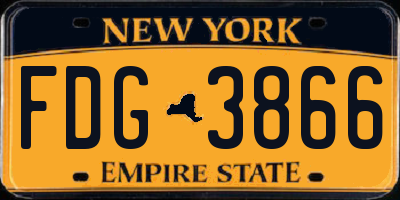 NY license plate FDG3866