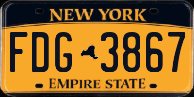 NY license plate FDG3867