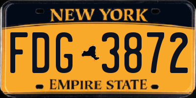 NY license plate FDG3872