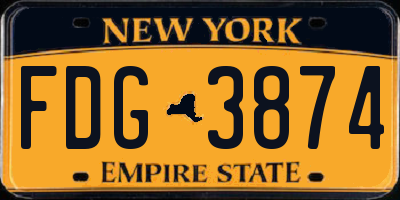 NY license plate FDG3874