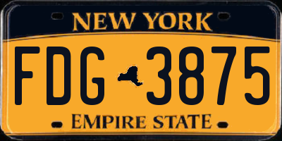 NY license plate FDG3875