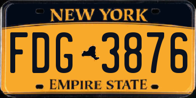 NY license plate FDG3876