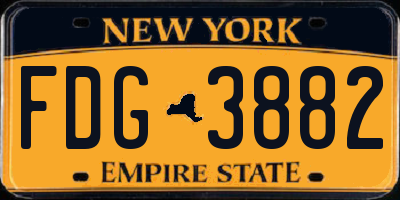 NY license plate FDG3882