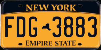NY license plate FDG3883