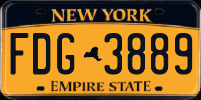 NY license plate FDG3889