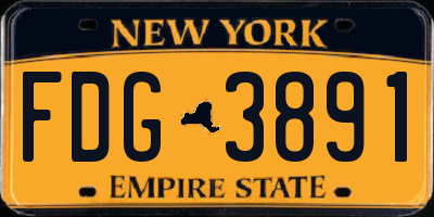 NY license plate FDG3891