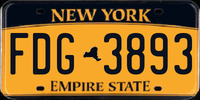 NY license plate FDG3893