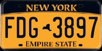 NY license plate FDG3897