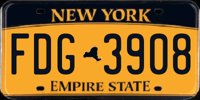 NY license plate FDG3908