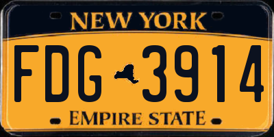 NY license plate FDG3914