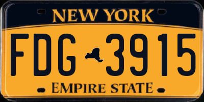 NY license plate FDG3915