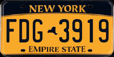 NY license plate FDG3919