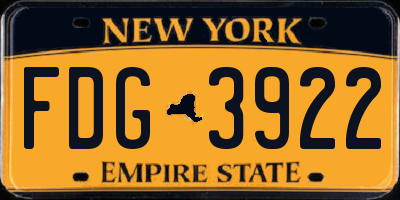NY license plate FDG3922