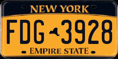 NY license plate FDG3928
