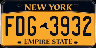 NY license plate FDG3932