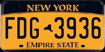 NY license plate FDG3936