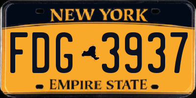 NY license plate FDG3937