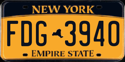 NY license plate FDG3940
