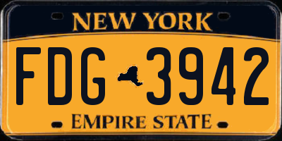 NY license plate FDG3942