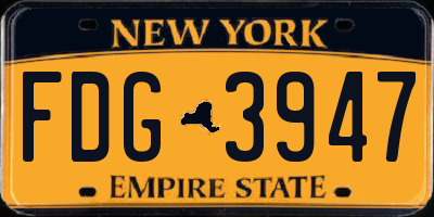 NY license plate FDG3947