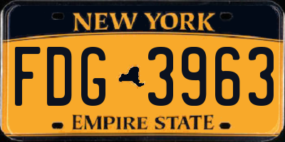 NY license plate FDG3963