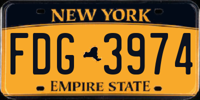 NY license plate FDG3974