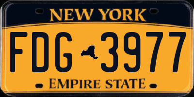 NY license plate FDG3977