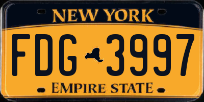 NY license plate FDG3997