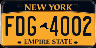 NY license plate FDG4002
