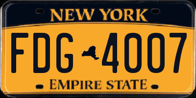 NY license plate FDG4007