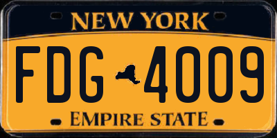 NY license plate FDG4009