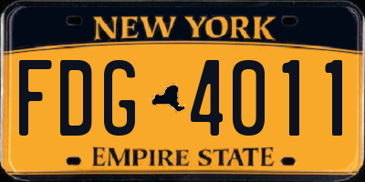 NY license plate FDG4011