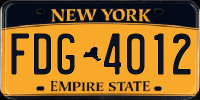 NY license plate FDG4012