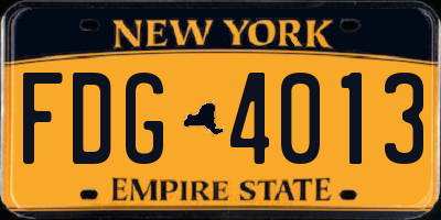 NY license plate FDG4013