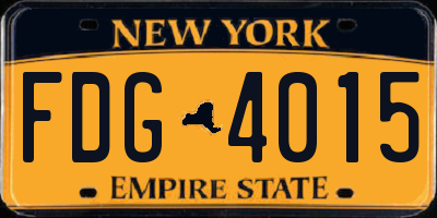 NY license plate FDG4015