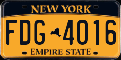NY license plate FDG4016